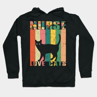 Nurse Who Loves Cats Retro Sunset Hoodie